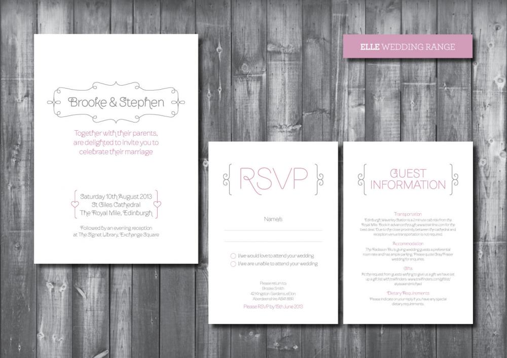 Wedding Invitation Suite - Digital Printable File - Elle Wedding Range - DIY Wedding