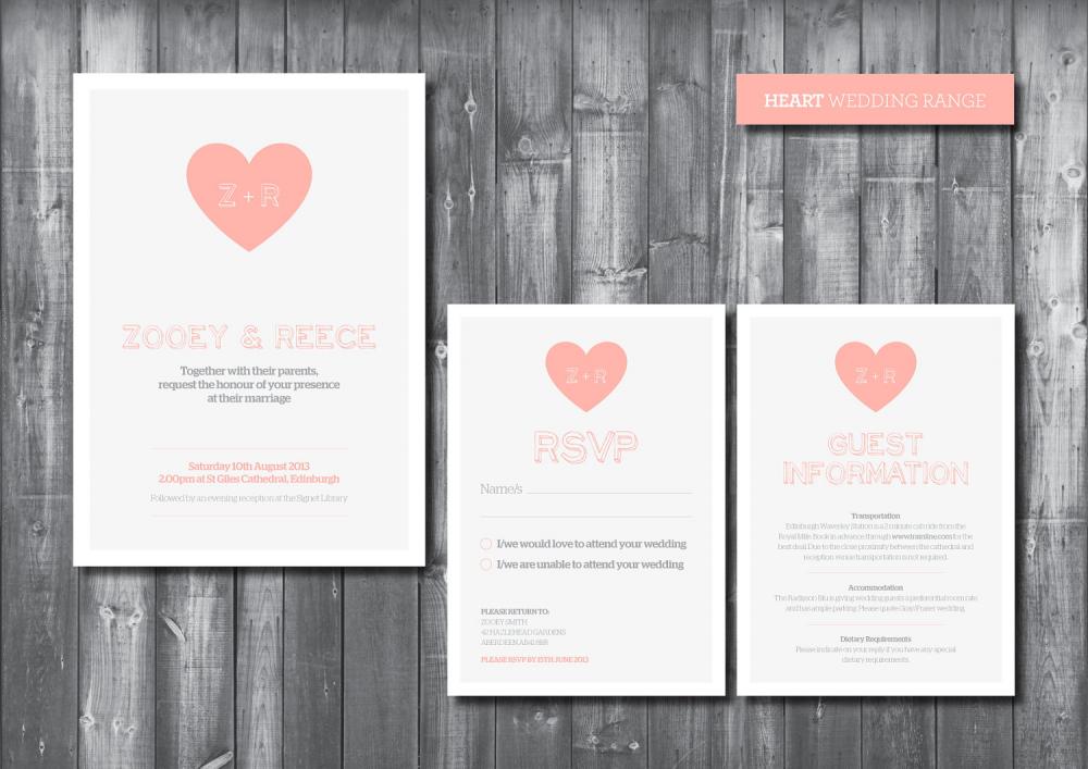 Wedding Invitation Suite - Digital Printable File - Heart Wedding Range - DIY Wedding